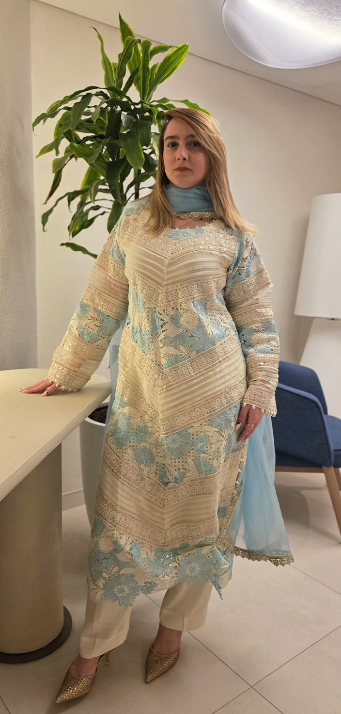 Ethereal Elegance: Imported Net Long Shirt Ensemble