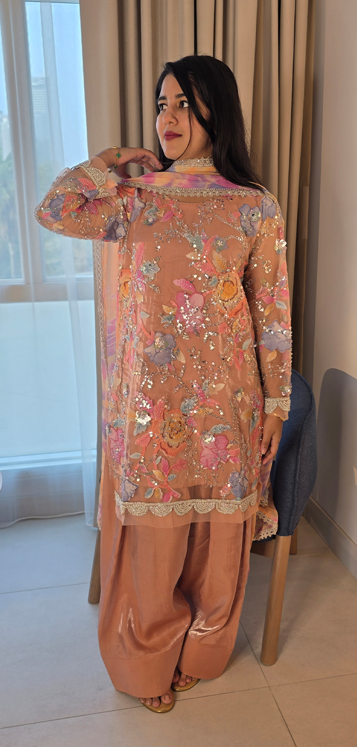 Flora: Hand-Embellished Multi-Colour Net Ensemble