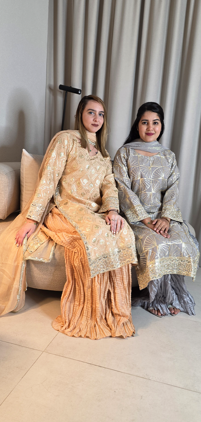 Festive Glow: Gota Work Cotton Long Shirt with Crushed Sharara