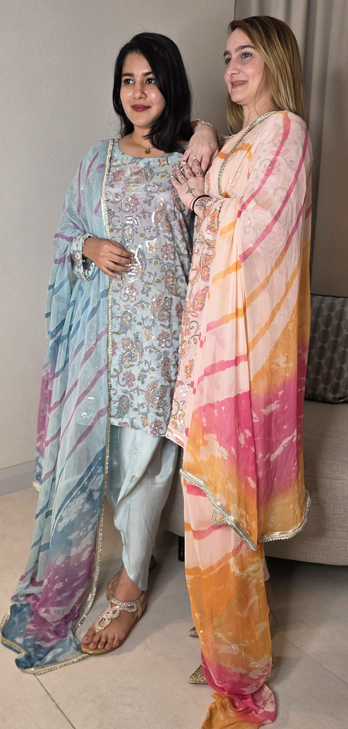 Heritage Hues: Tie-Dye Dupatta & Tulip Shalwar Outfit