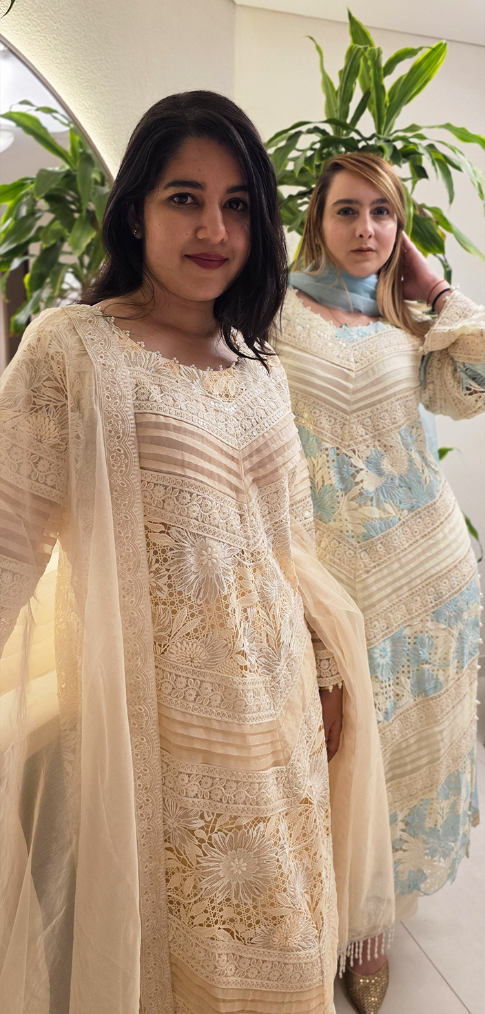 Ethereal Elegance: Imported Net Long Shirt Ensemble
