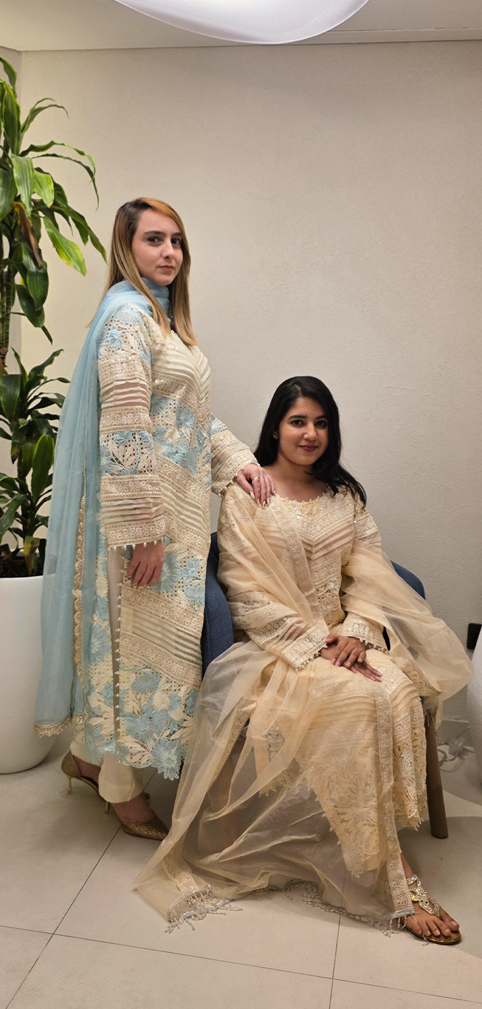 Ethereal Elegance: Imported Net Long Shirt Ensemble