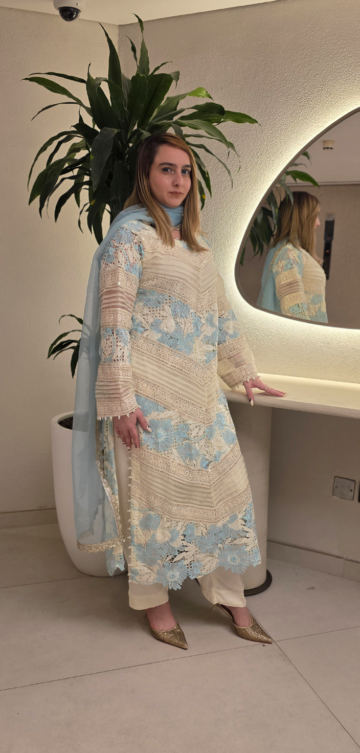 Ethereal Elegance: Imported Net Long Shirt Ensemble