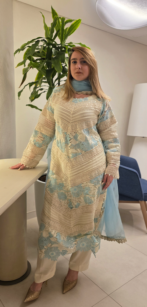 Ethereal Elegance: Imported Net Long Shirt Ensemble
