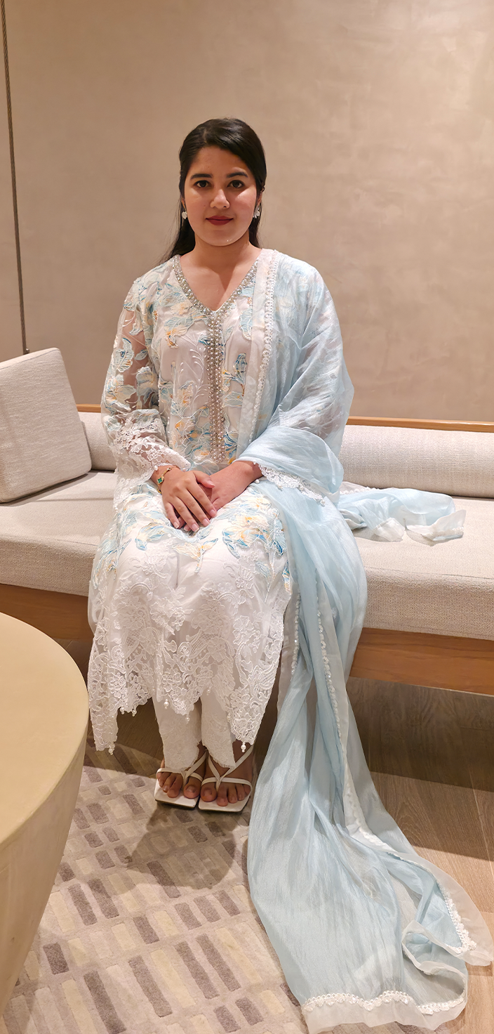 Soft Elegance: Embroidered Net Shirt & Straight Pants Set