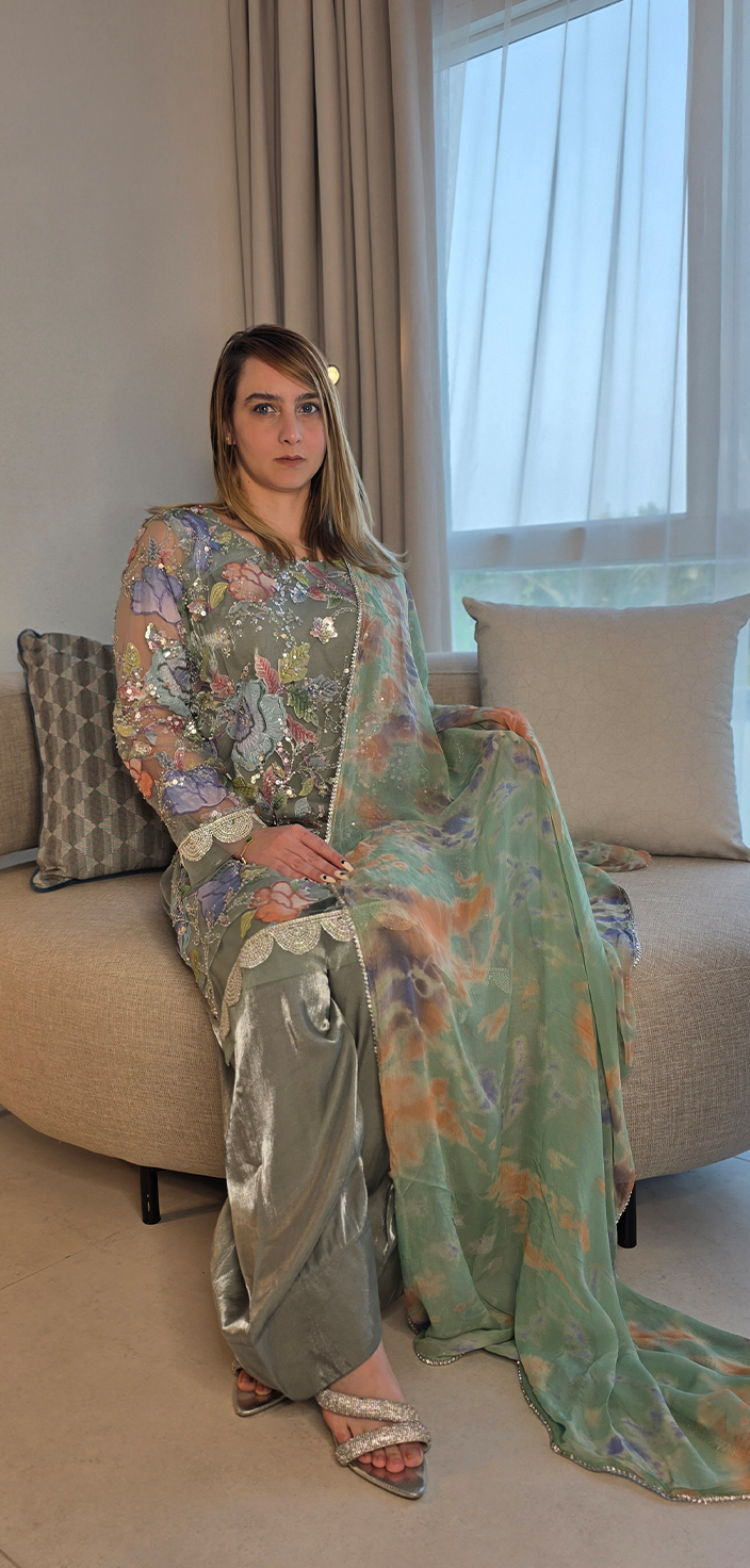 Flora: Hand-Embellished Multi-Colour Net Ensemble