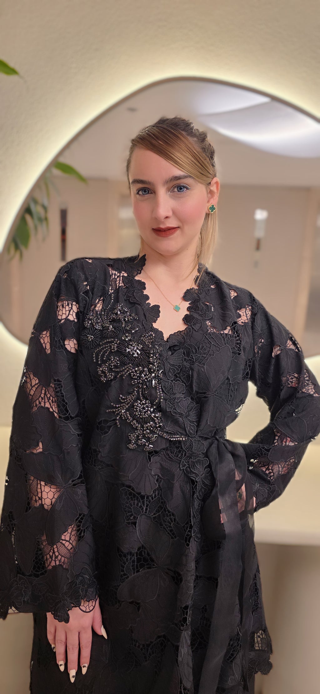 Black Butterfly: Hand-Embellished Net Ensemble for Evenings