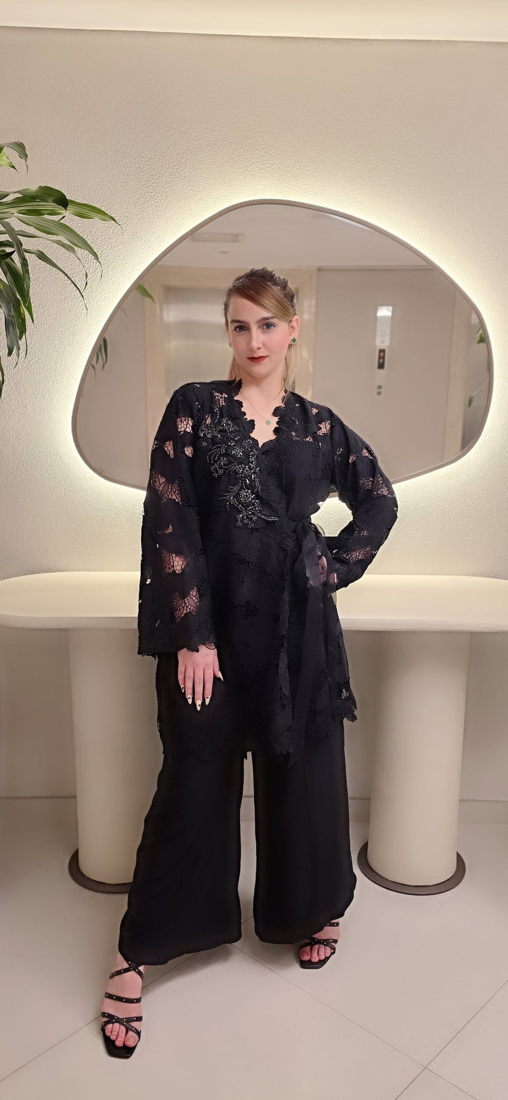 Black Butterfly: Hand-Embellished Net Ensemble for Evenings